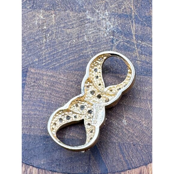 Gold Plated Cubic Zirconia Crystal Bow Slider Pendant - Picture 7 of 7